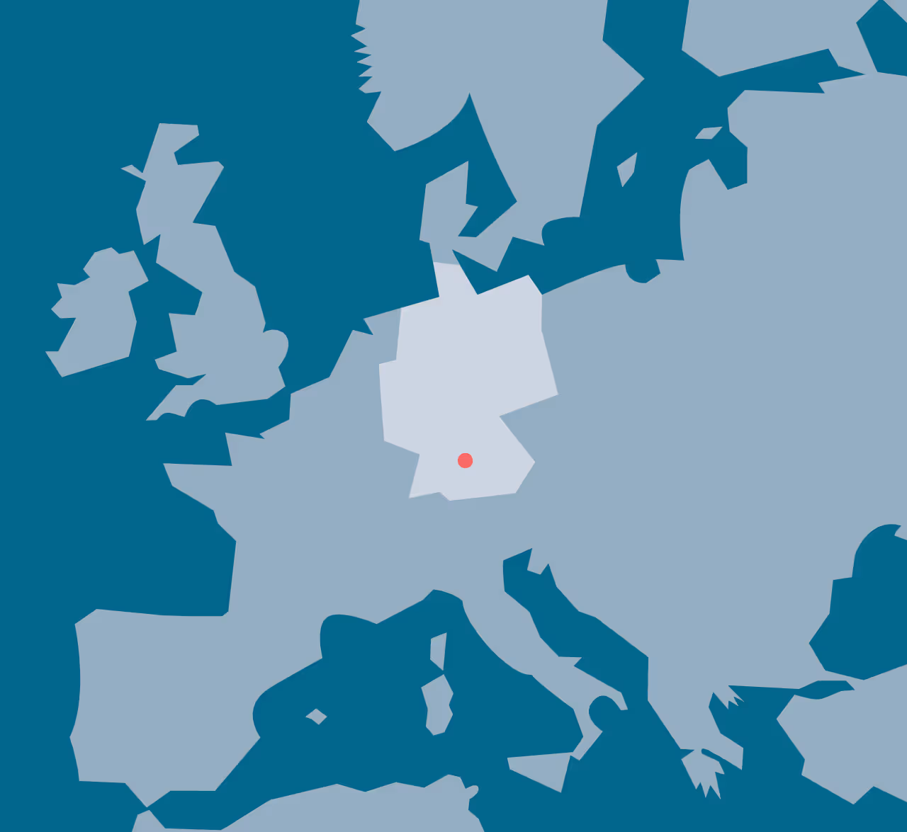 Karte von europa mit deutschland gehighlighted und Bopfingen markiert