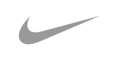 Nike Swoosh logo in gray on a transparent background.