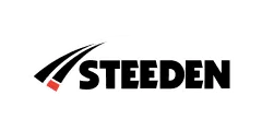 Steeden logo with stylized curved lines above the black capital text.
