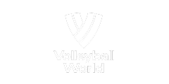 White stylized volleyball logo above the text 'Volleyball World' on a black background.