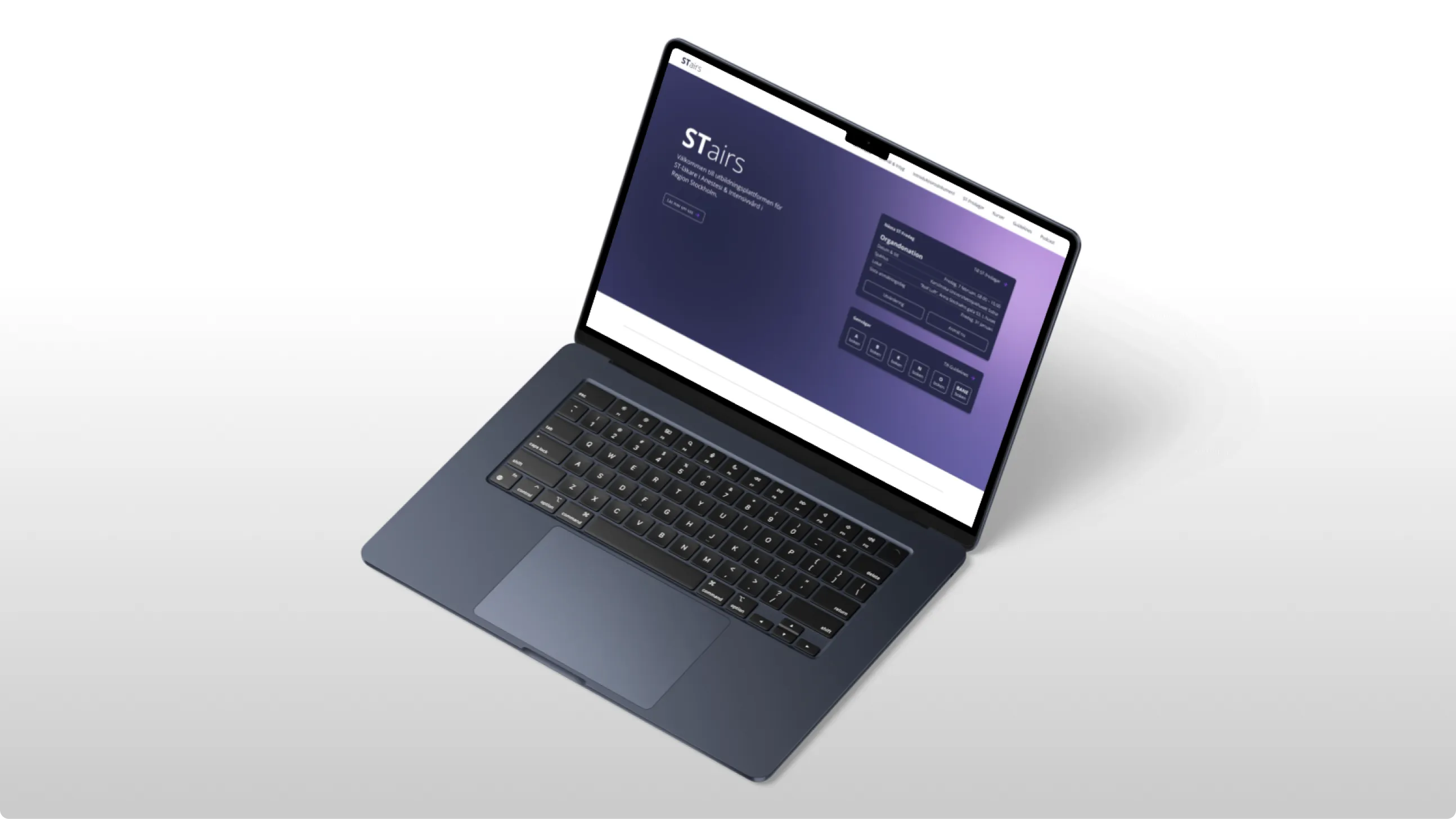 Laptop mockup displaying the redesigned STairs medical education platform homepage with updated hero section and course navigation.