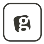 Minimalist black and white logo featuring a stylized letter G inside a rounded square frame.