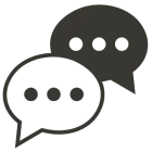 Two overlapping speech bubbles representing chat or communication.