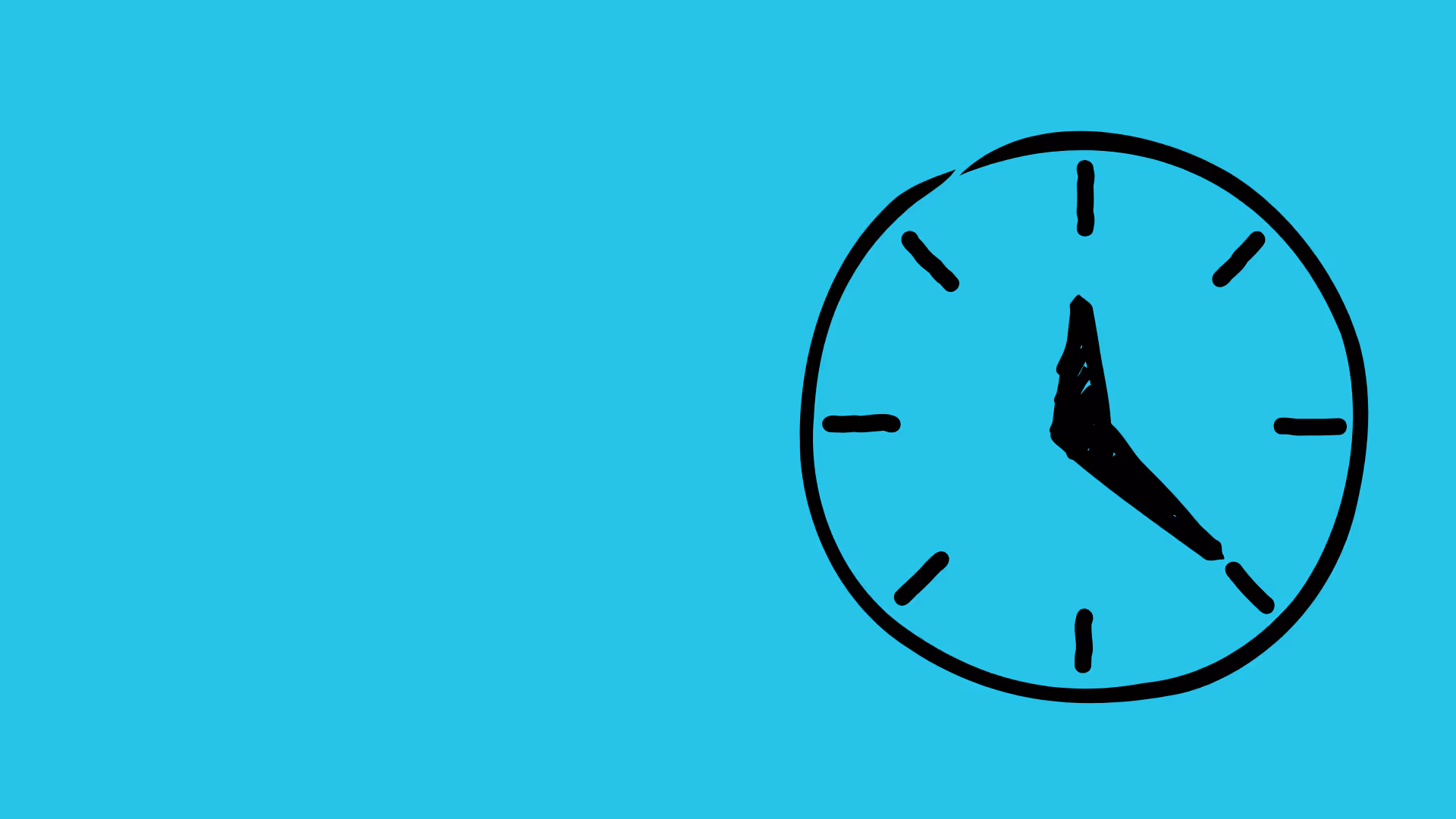 Black Clock sketch on blue background
