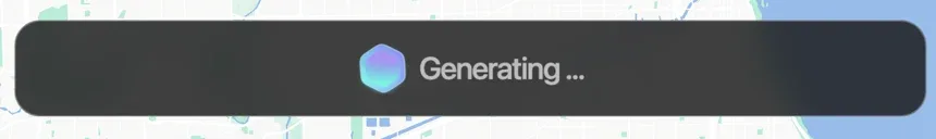 AI generating indicator with animated hexagonal icon showing content creation in progress