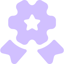 Green rectangular button with rounded corners featuring an abstract geometric pattern on the left and a white rounded square on the right containing a farm barn icon.