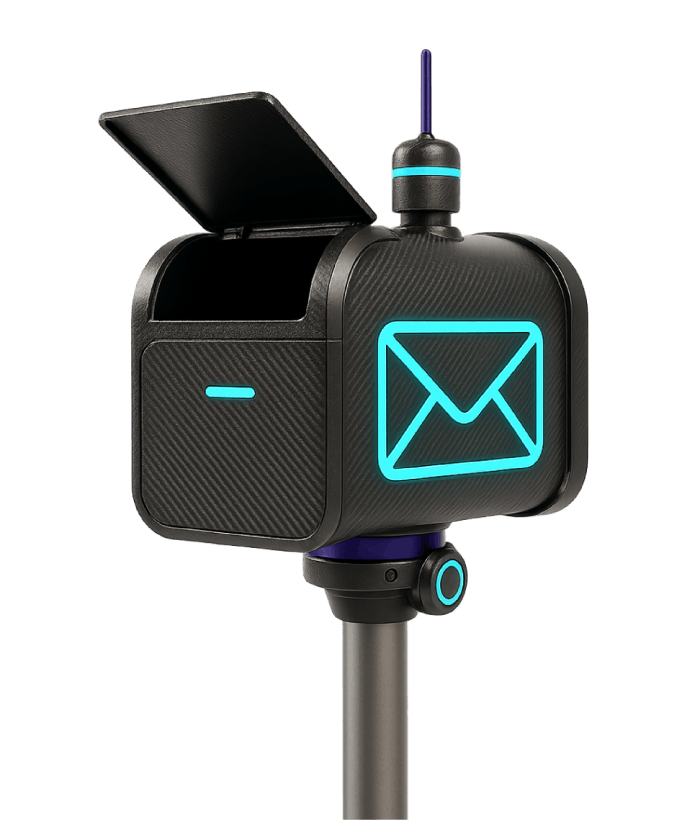 Abstract geometric pattern with overlapping curved shapes in teal and purple tones.