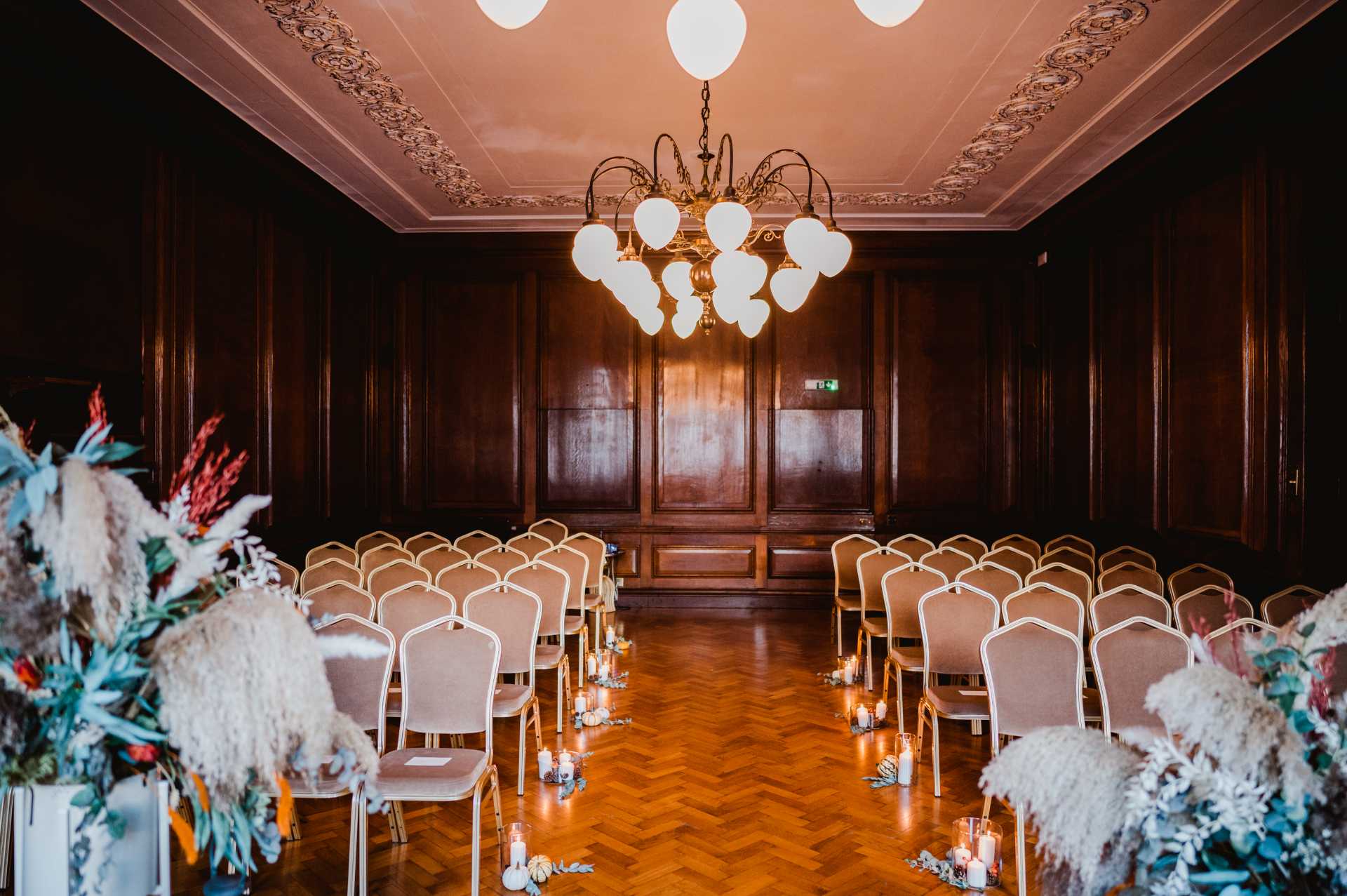 Wedding celebration in historic function room at Manchester Hall
