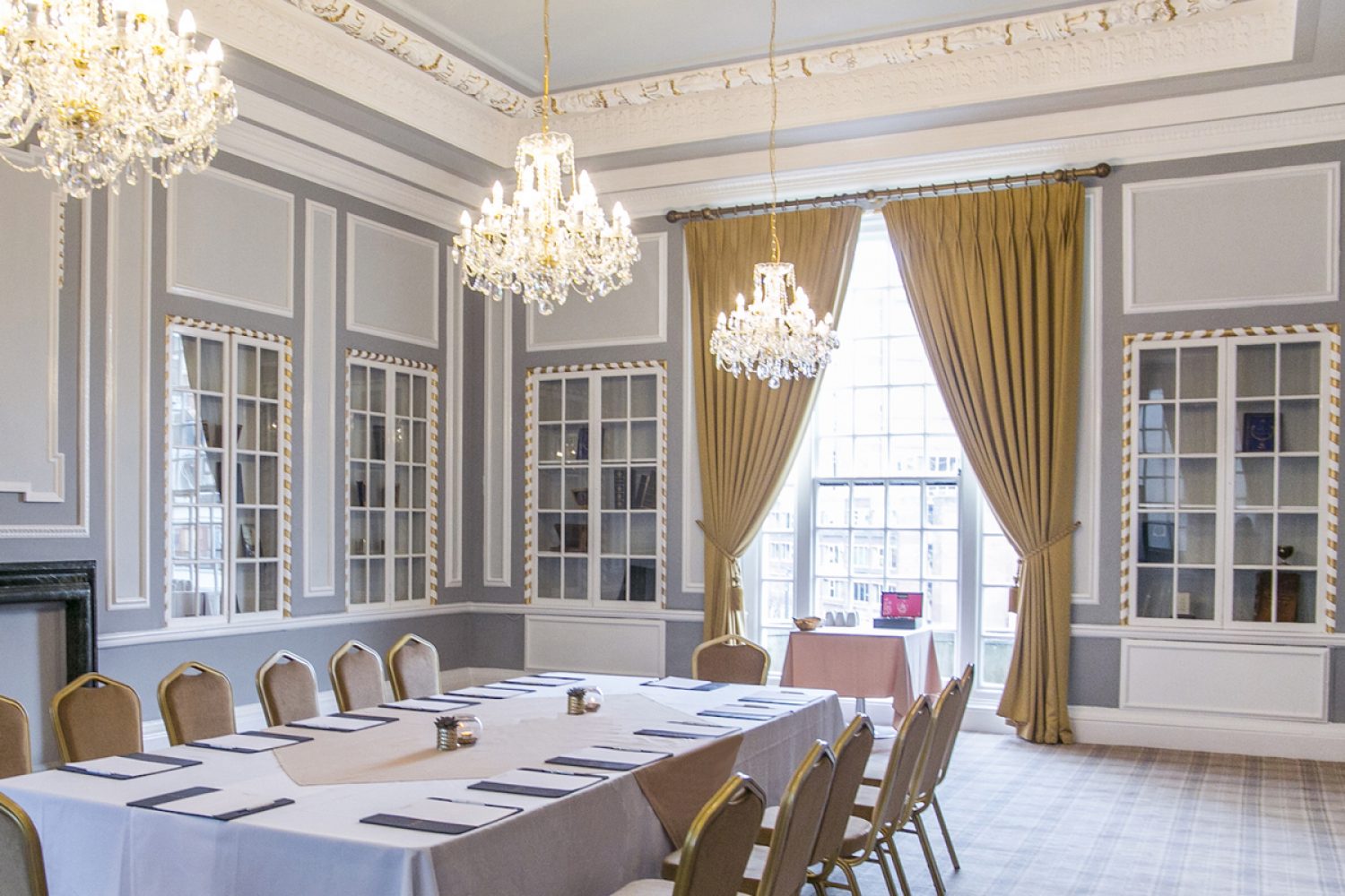 The Study at Manchester Hall set for business meeting with period features