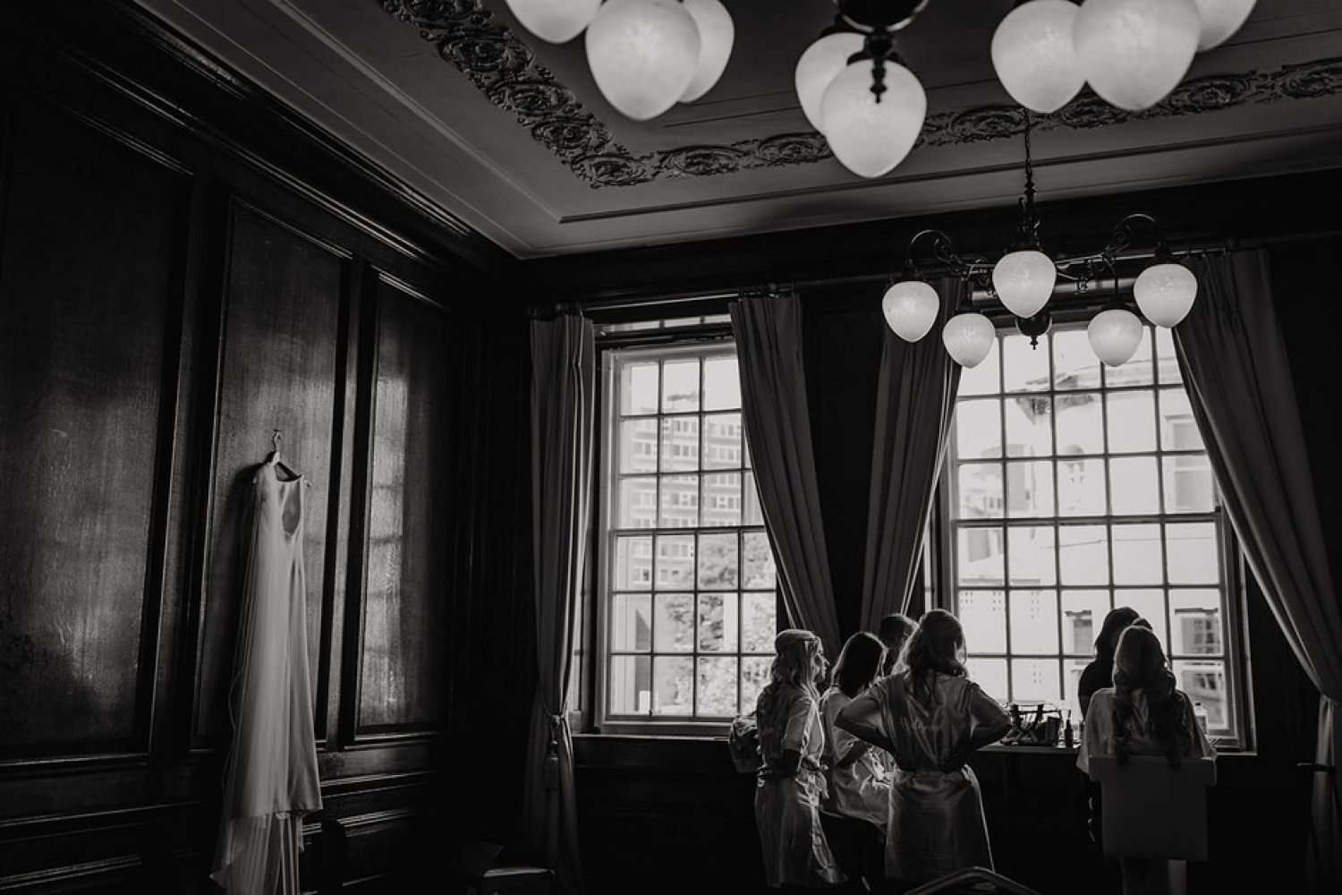 Elegant Club Room interior showing traditional wood panelling and period features