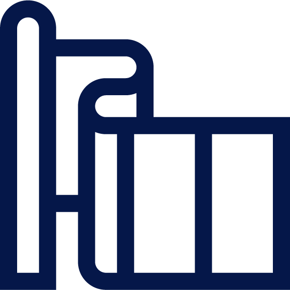 Ícone de um pergaminho desenrolado com bordas arredondadas em azul escuro.