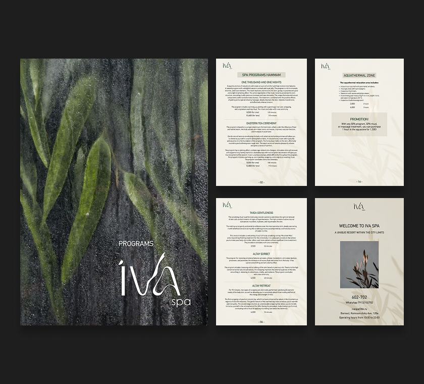 Development of a price list for spa programs for IVA Spa