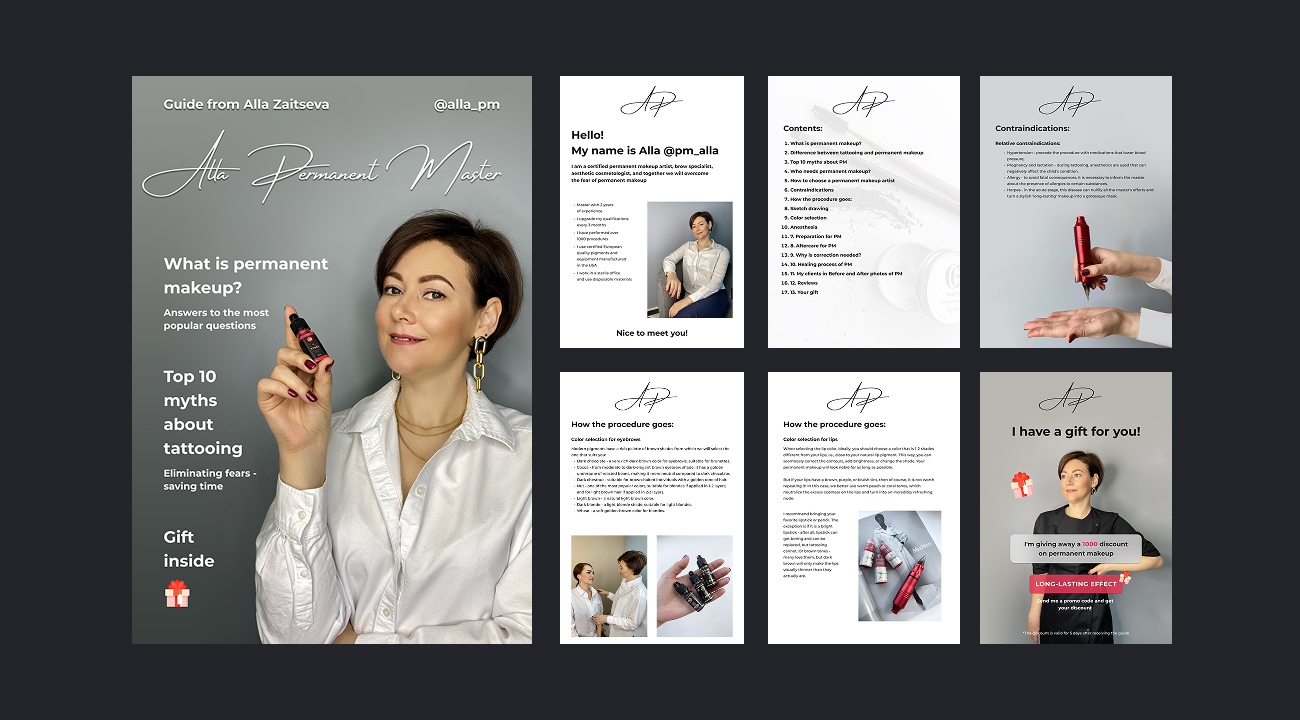 Developing a guide for permanent makeup artist Alla Zaitseva