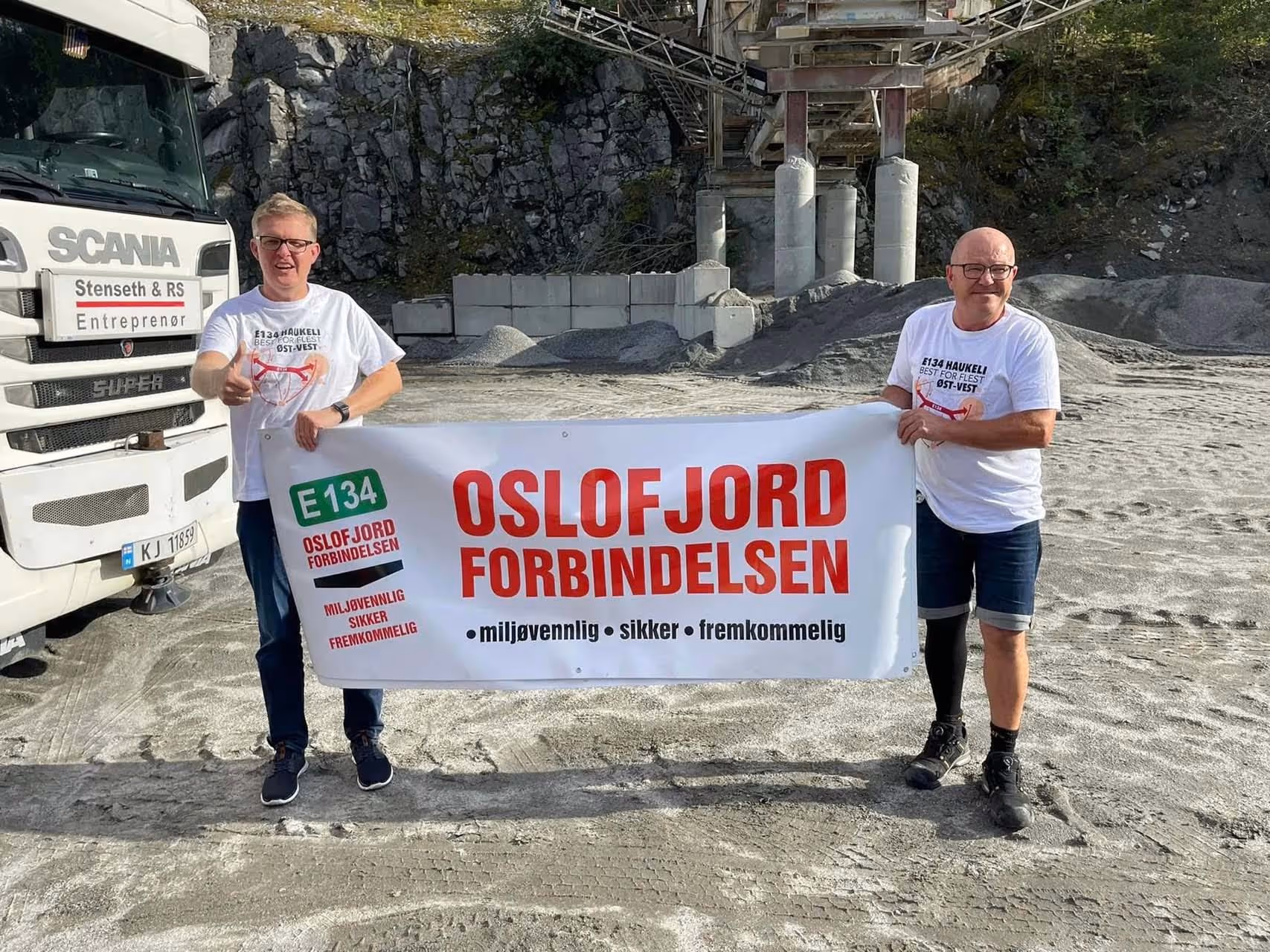 Protesterte med konvoi med 80 lastebiler på E134