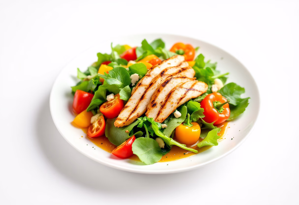 subject/scene: elegant protein-packed salad for fitness