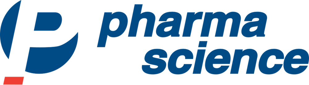 Pharma Science logo with a stylized letter P and the words pharma science in blue text.