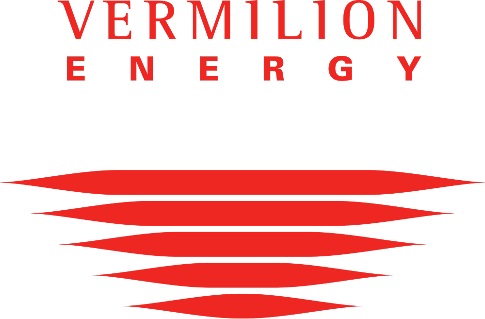 Logo with red text 'VERMILION ENERGY' above five decreasing horizontal red bars on a transparent background.