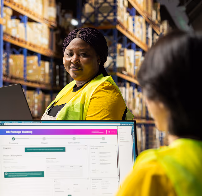 White miniature figurines of people standing on a dark blue circuit board pattern, symbolizing digital connectivity or network.