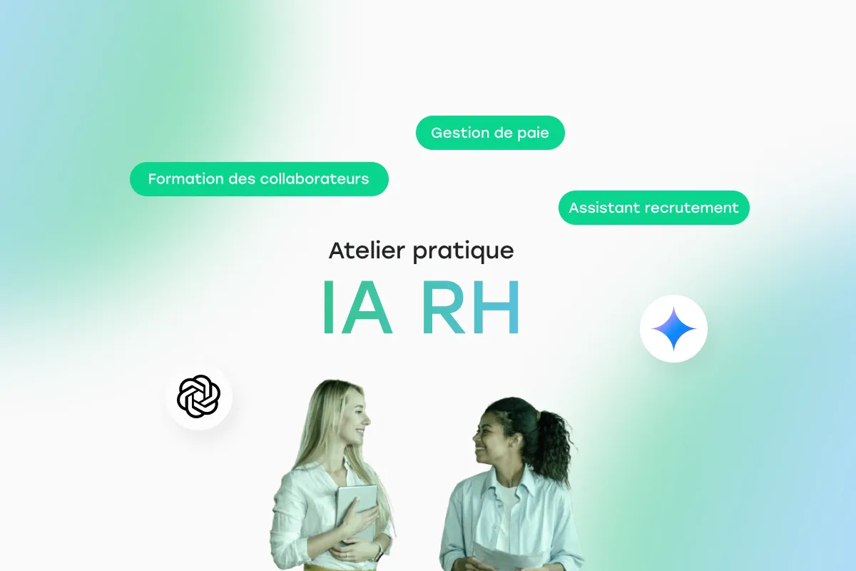 2 personnes qui échangent autour de l'intelligence artificielle et les tâches de leur quotidien de RH avec les outils Gemini et ChatGPT