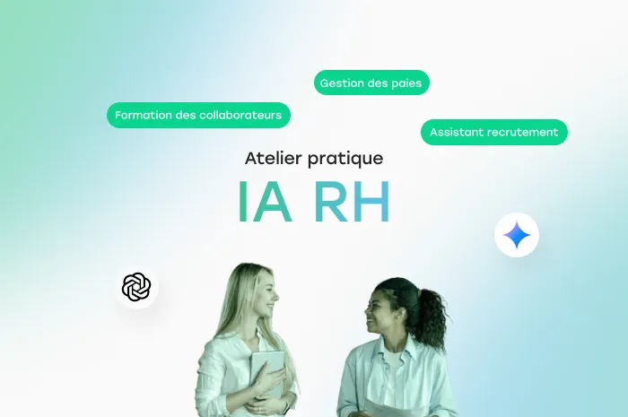 2 personnes qui échangent autour de l'intelligence artificielle et les tâches de leur quotidien de RH avec les outils Gemini et ChatGPT