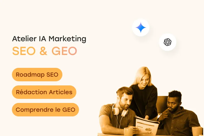 2 personnes qui échangent autour de l'intelligence artificielle et les tâches de leur quotidien marketing avec les outils Gemini et ChatGPT