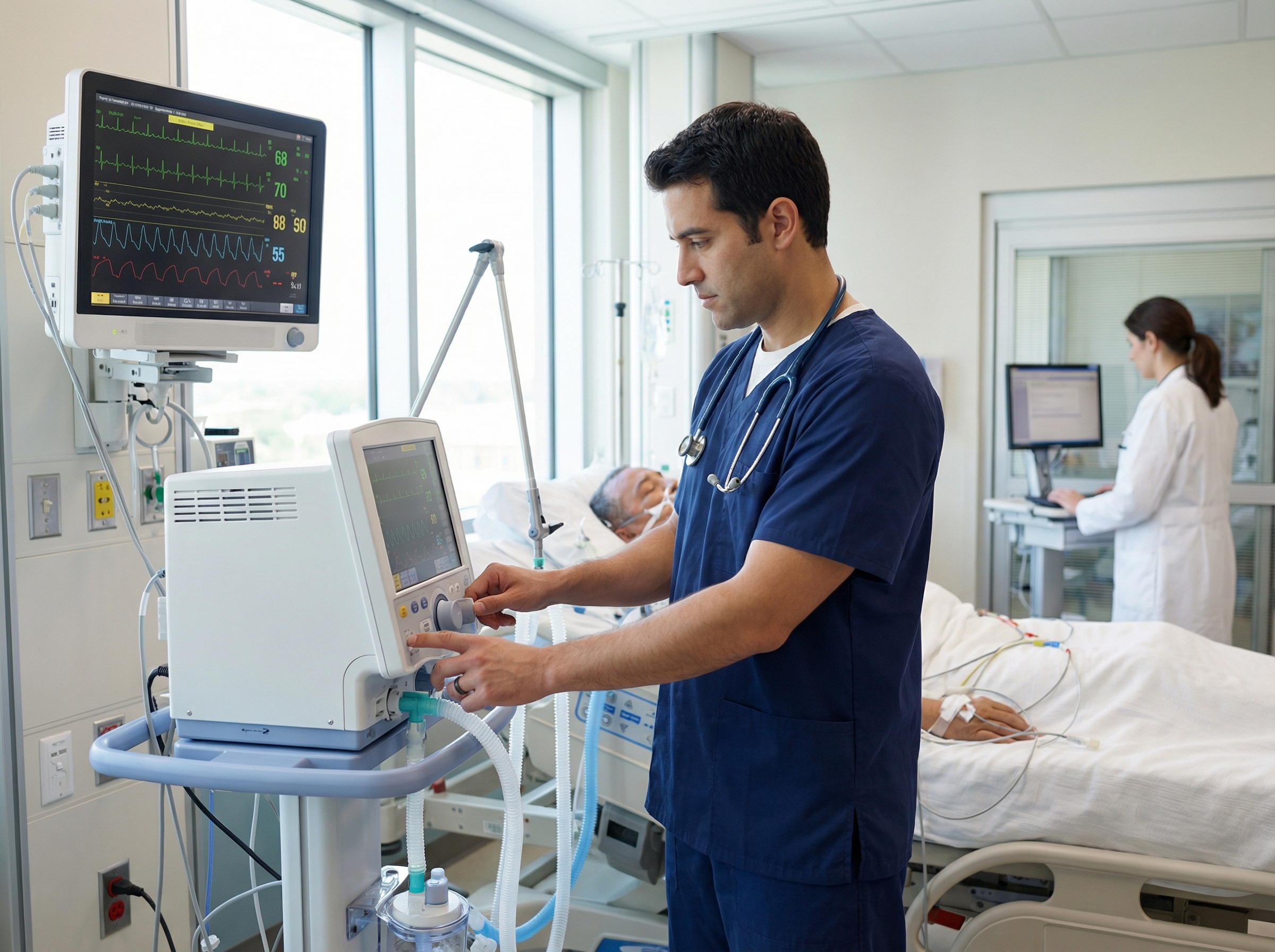RT optimizing ventilator settings for cardiac patient