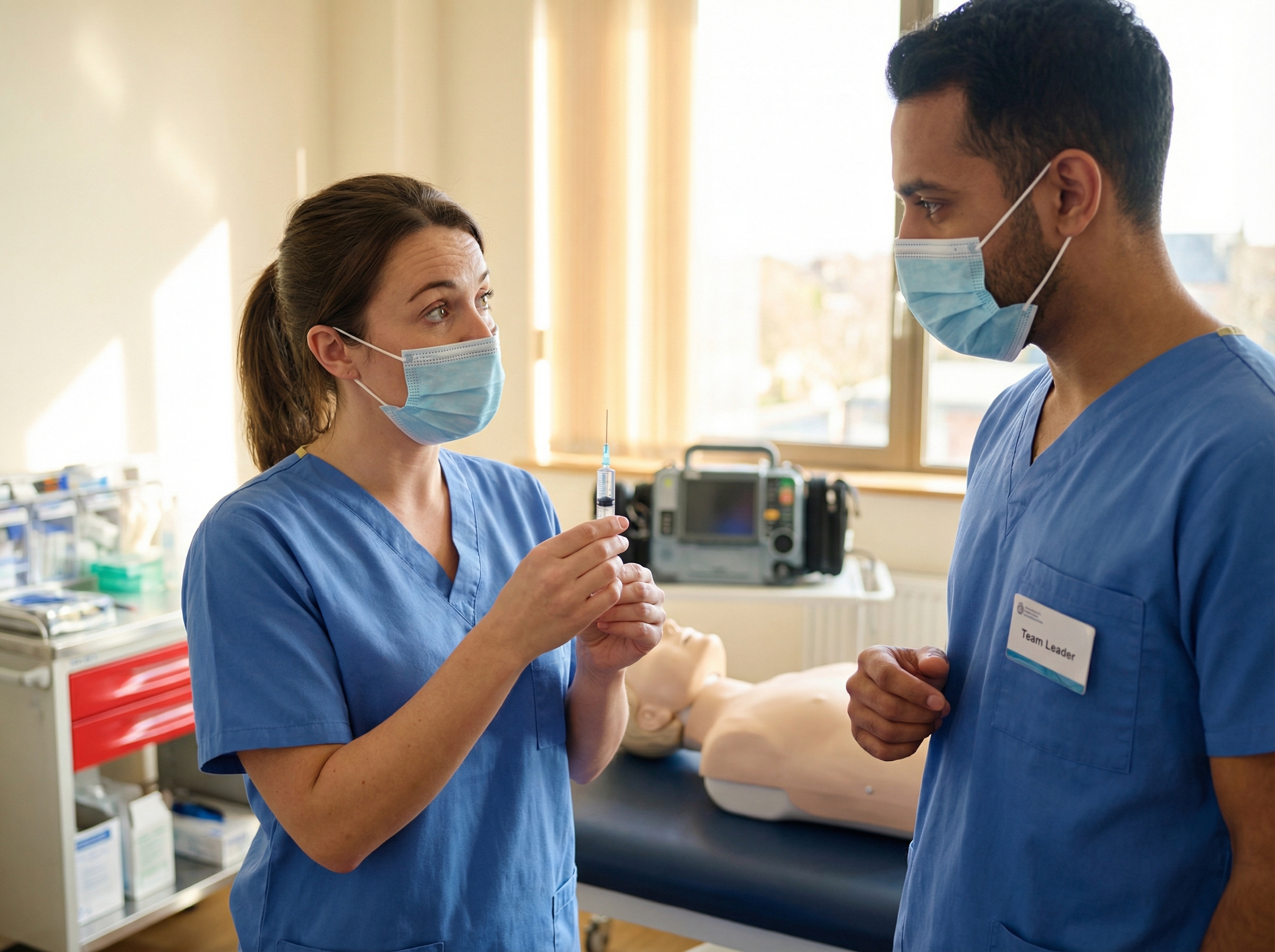 Medical team demonstrating closed-loop communication during ACLS training