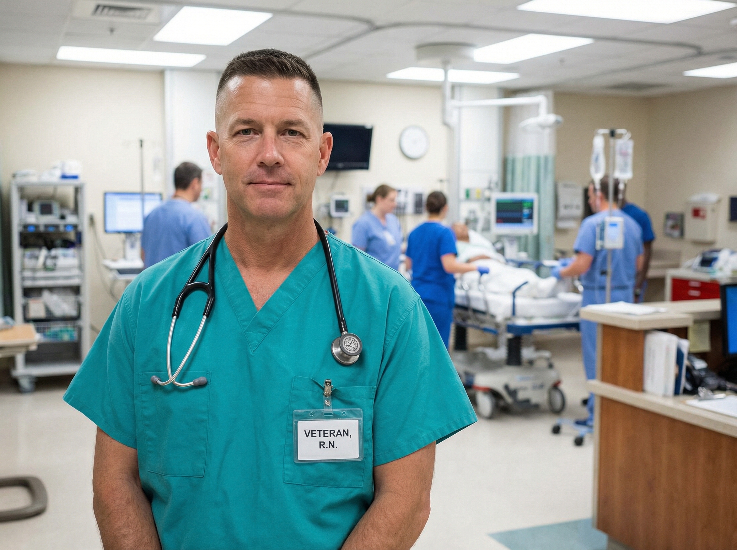 Military veteran transitioning to civilian healthcare role in emergency department
