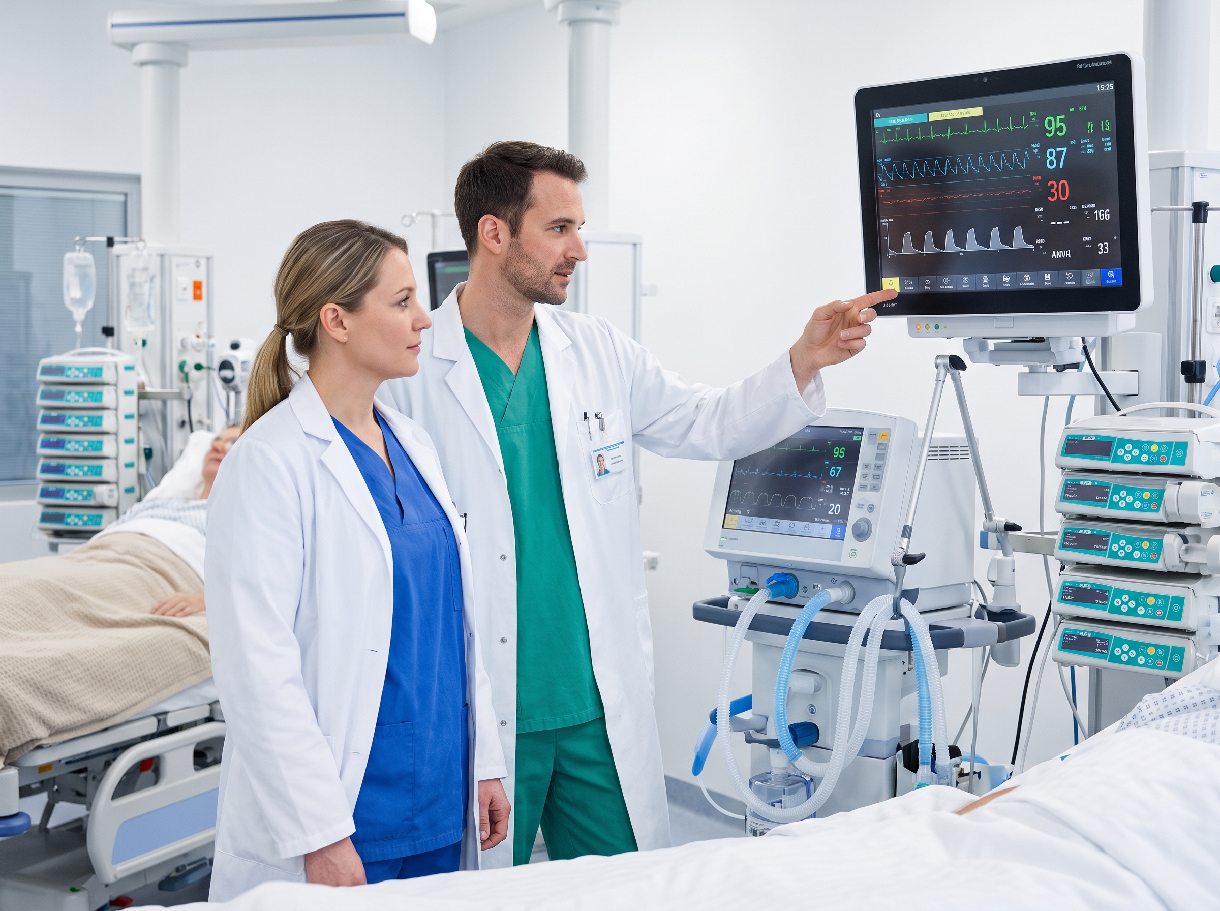 NP and PA team at an ICU bedside