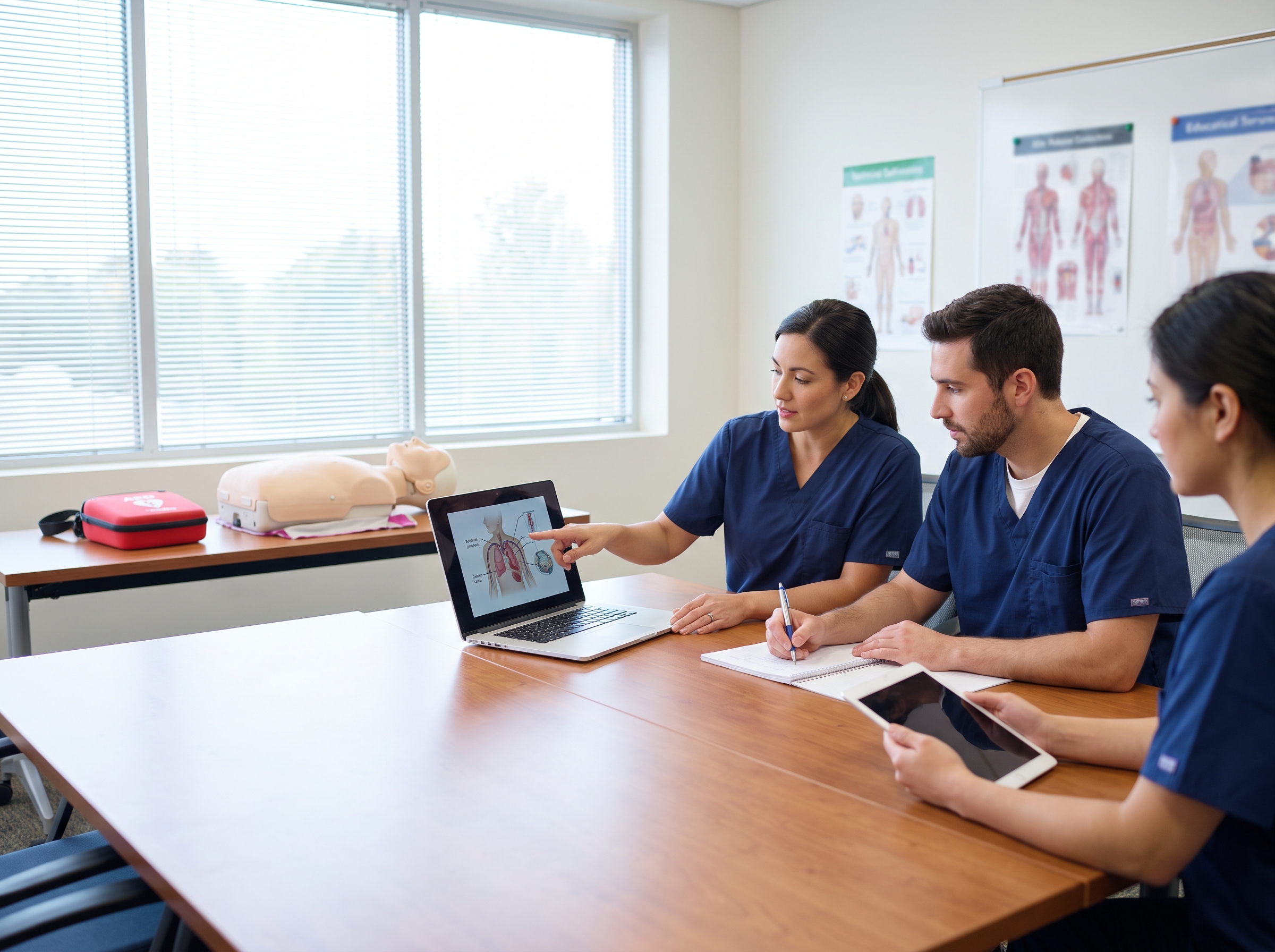 Healthcare providers preparing for a BLS practice test