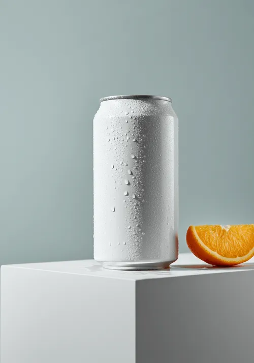 tin can and orange with light background