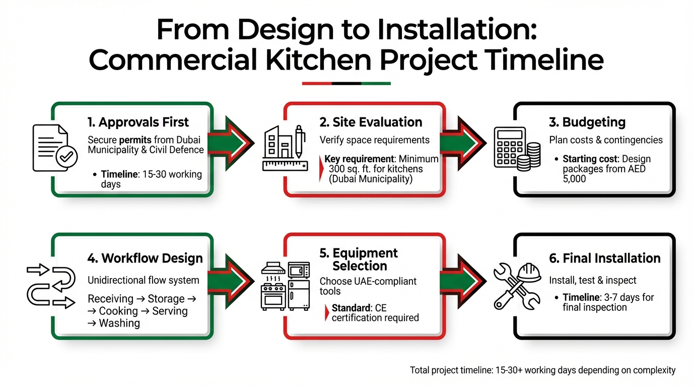 Commercial Kitchen Project Timeline: 6 Steps from Design to Installation in UAE