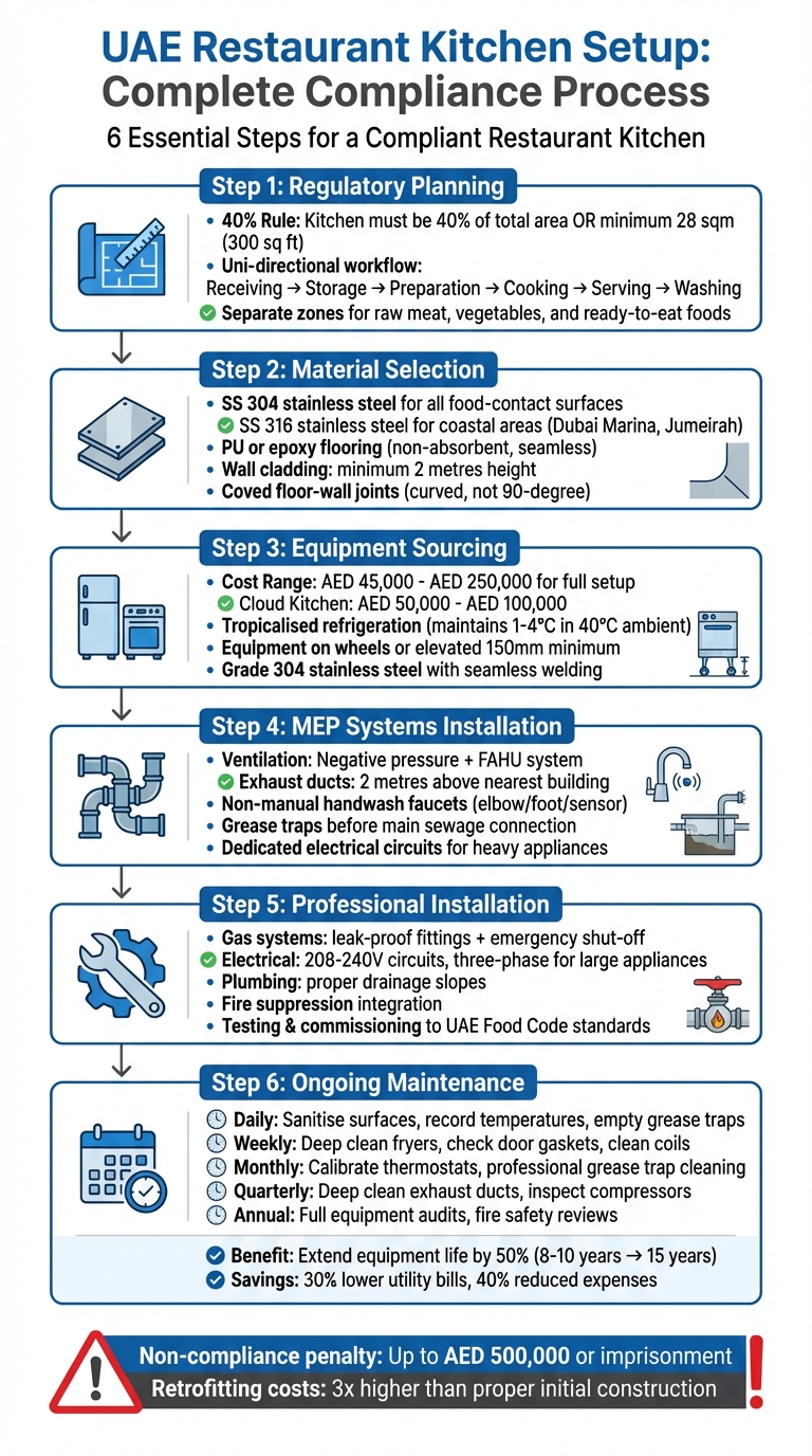 UAE Restaurant Kitchen Setup: 6-Step Compliance Process from Planning to Operation