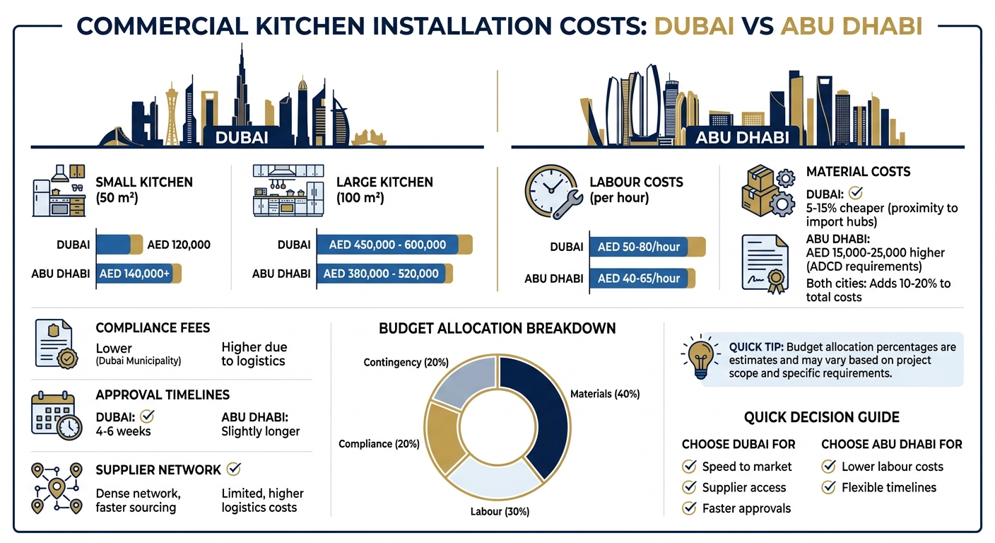 Commercial Kitchen Installation Costs: Dubai vs Abu Dhabi Comparison