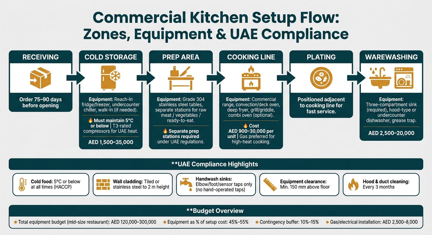 Commercial Kitchen Setup Flow: Zones, Equipment & UAE Compliance
