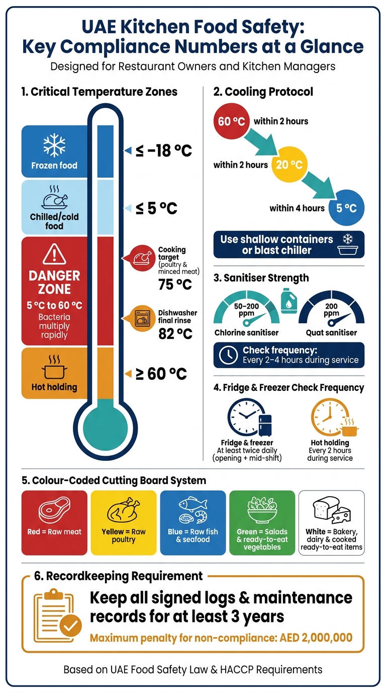 UAE Kitchen Food Safety Temperature & Compliance Quick Reference