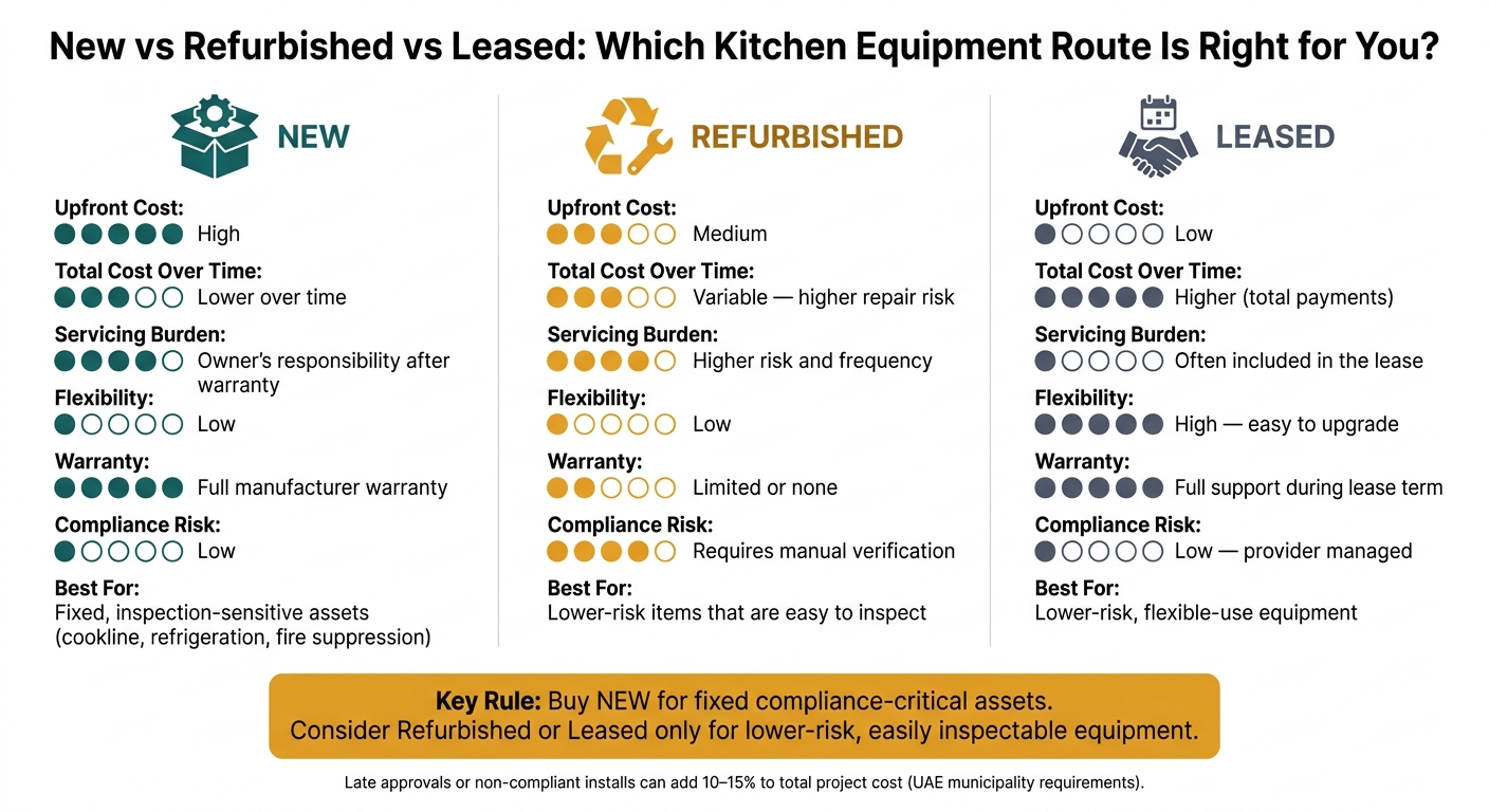 New vs Refurbished vs Leased Kitchen Equipment: Full Cost Comparison