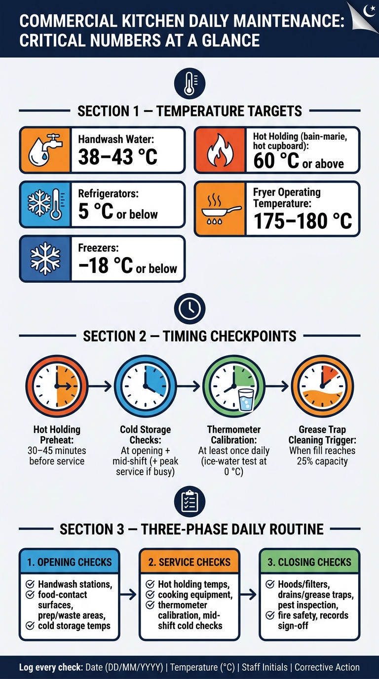 Commercial Kitchen Daily Checklist: Key Temperature & Safety Numbers