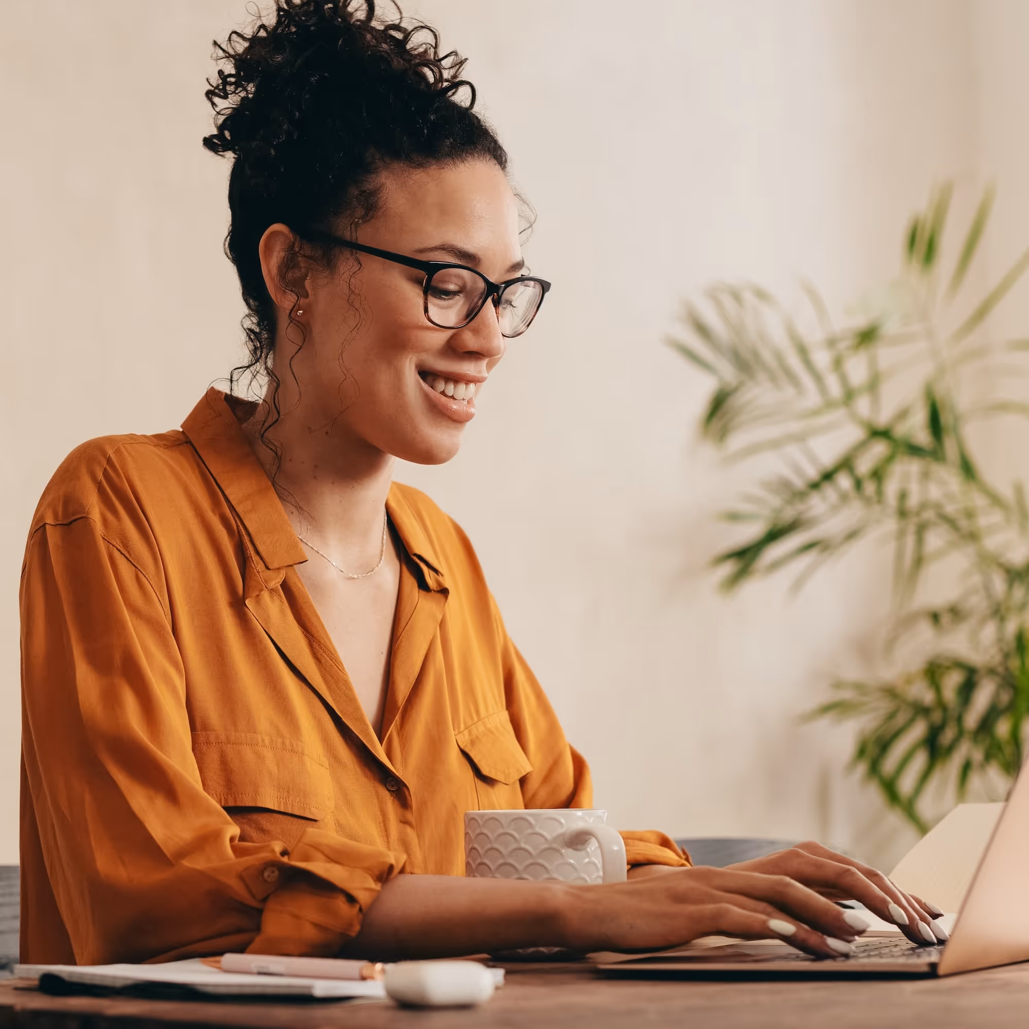 Sitting at Computer Stock Photo