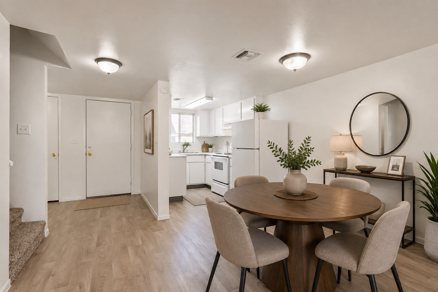 Dining area with table and chairs