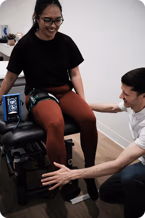A patient undergoing an evaluation in a Vancouver physiotherapy clinic.