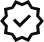 Black outline of a starburst shape with a checkmark inside it.