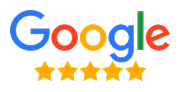 Google logo with five gold stars underneath.