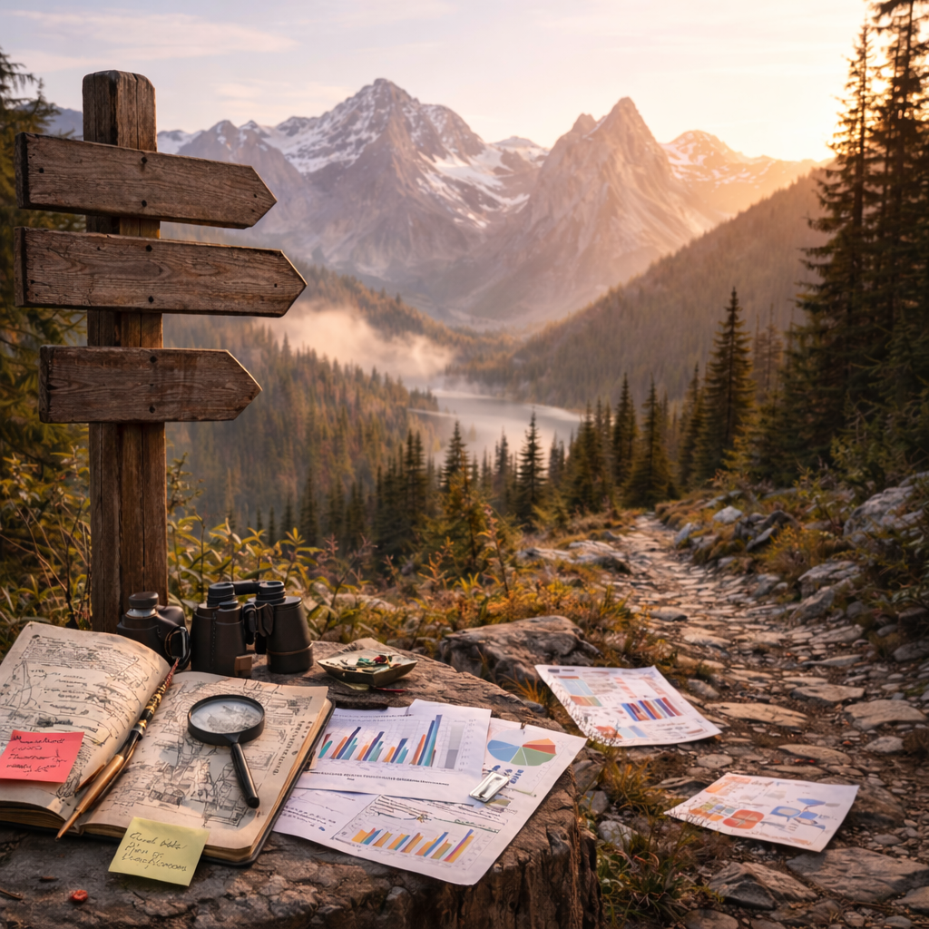 Mountain valley with river flowing through forest
