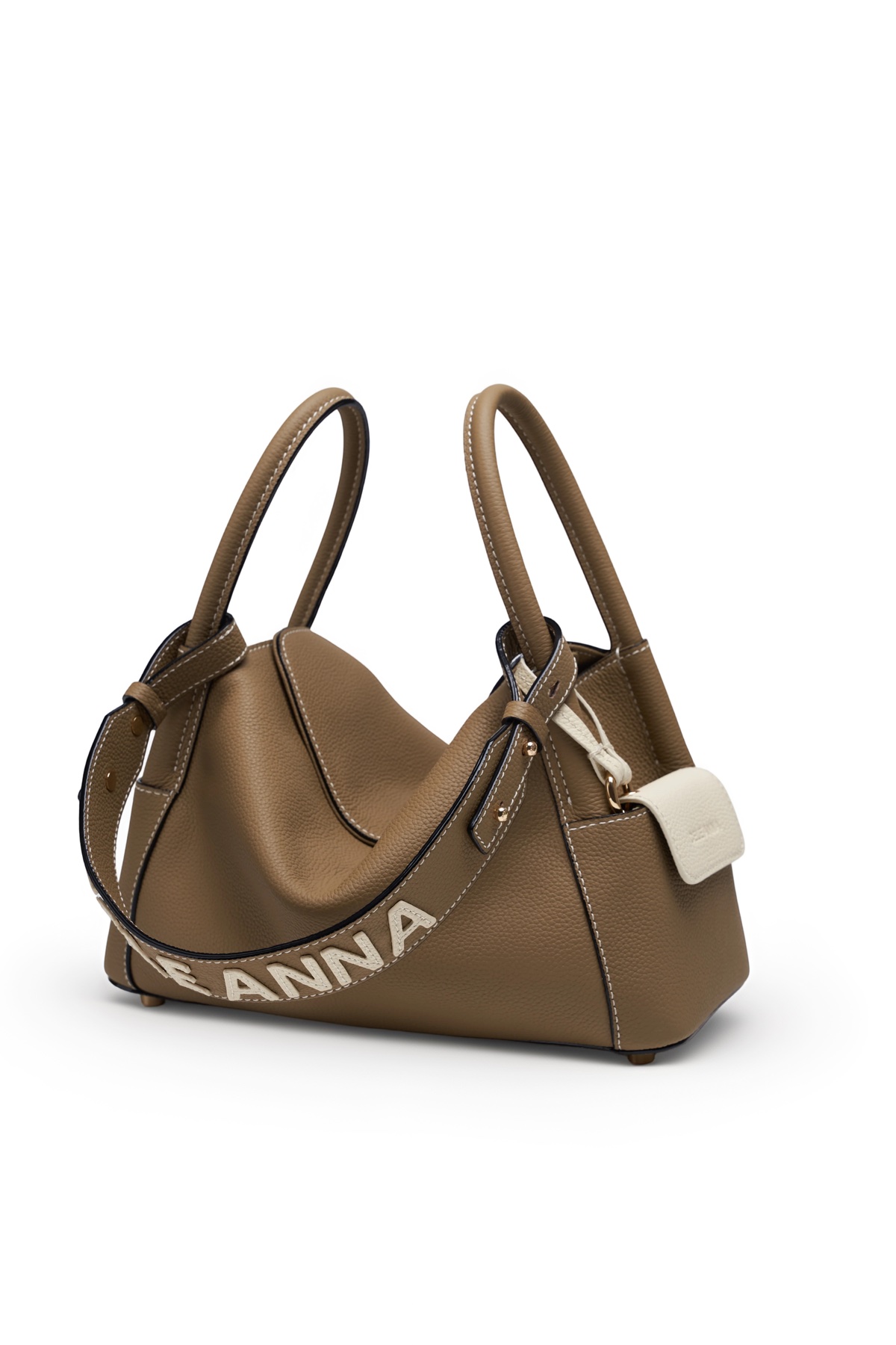 CELE ANNA handbag styled with the earphone case and embroidered logo shoulder strap