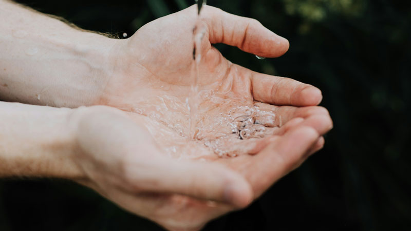 hands holding water