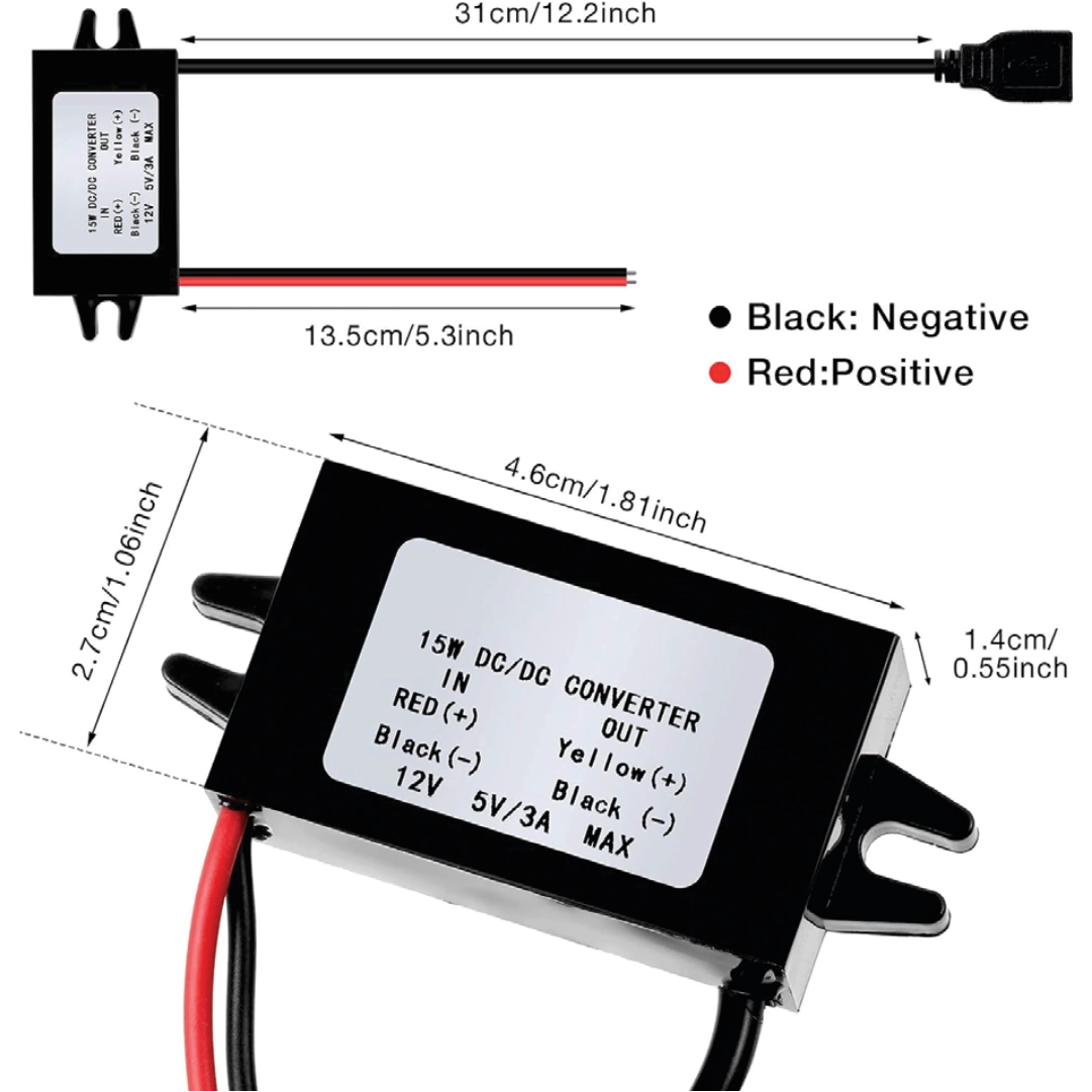 12V to 5V Power Supply – USB-A & USB-C