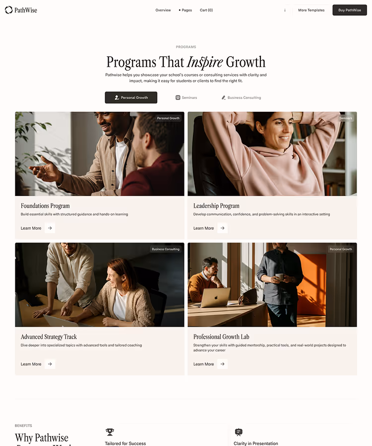Schools Coaching Webflow template