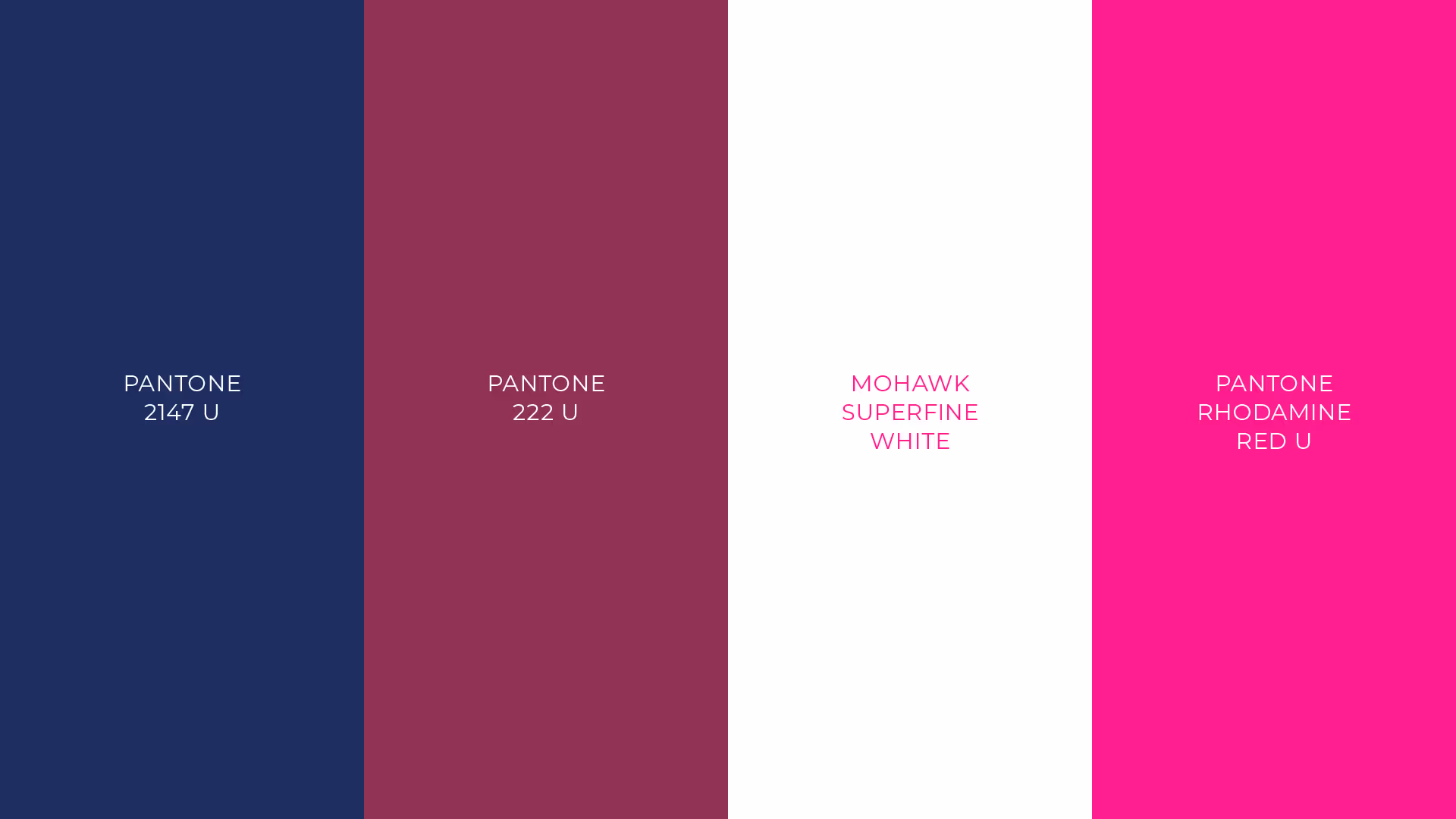 Sweet'N Low's palette. The colors navy, mauve, white, and magenta, and are labeled with Pantone colors.