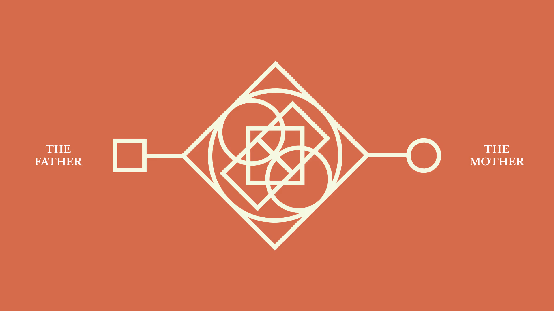 A symbol that looks like a knot, representing the mother and father.